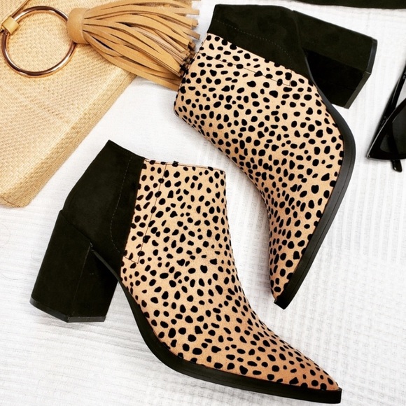 Shoes - ONE PAIR LEFT! Leopard Print Vegan Suede Booties